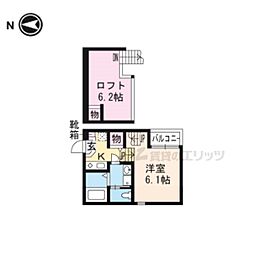 ハーモニーテラス東野中井ノ上町 1Kの間取図画像