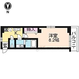 グリーンパス椥辻 1Kの間取図画像