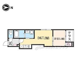 Shin Residence京都(シンレジデンス京都) 1DKの間取図画像