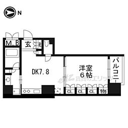 イーグルコート烏丸御池ルミエ 1DKの間取図画像