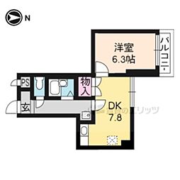 フォルトゥーナ四条 1DKの間取図画像