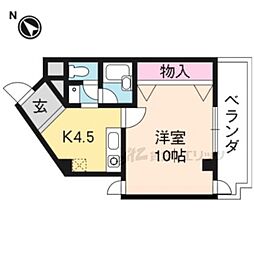 メディナ椥辻 1DKの間取図画像