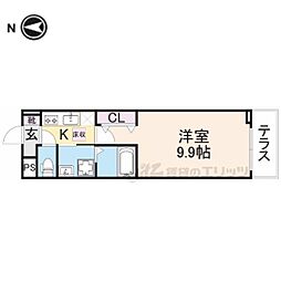 フランあおい 1Kの間取図画像