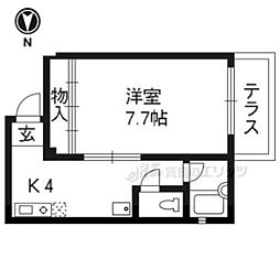 ポケットコート頭町 1Kの間取図画像