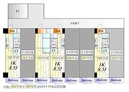 シャンブル向山 1Kの間取図画像