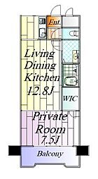 朝日プラザ定禅寺北 1LDKの間取図画像