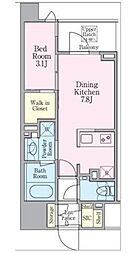 グランリビオ芝大門 1LDKの間取図画像