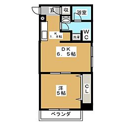 パークアクシス亀戸 1LDKの間取図画像