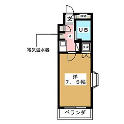 カーサツツミ 1Kの間取図画像