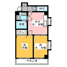 メゾンブランシュ 2DKの間取図画像