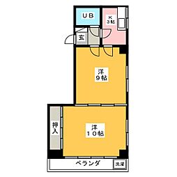 リーベハイツ江澤 2Kの間取図画像