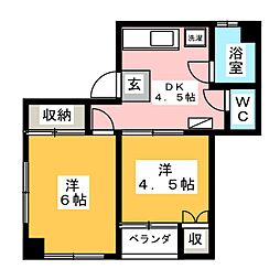 サニーハイツ 2DKの間取図画像
