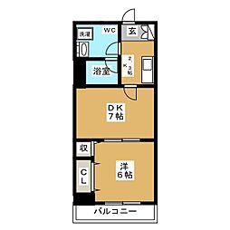 パークアクシス亀戸 1LDKの間取図画像
