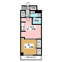 エスティメゾン錦糸町2 1LDKの間取図画像