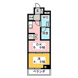 オーキッドレジデンス住吉 1DKの間取図画像