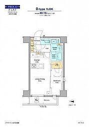 プラウドフラット本所吾妻橋 7階1LDKの間取り