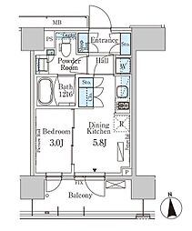 PARKAXIS上野EAST 1DKの間取図画像