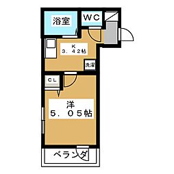 プレミアリラガーデン 1Kの間取図画像