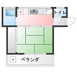 中村荘 1Kの間取図画像