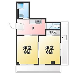 ホーユービル 2Kの間取図画像