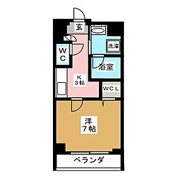 アミリア 1Kの間取図画像
