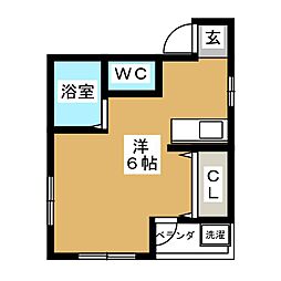 林泉ビル ワンルームの間取図画像
