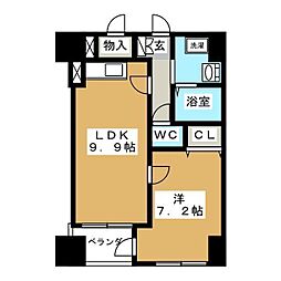 プリムヴェール蔵前 1LDKの間取図画像