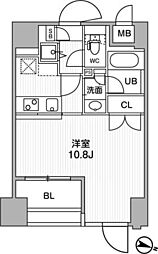 東神田テラスレジデンス ワンルームの間取図画像