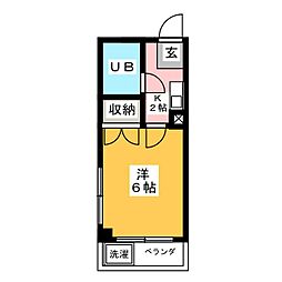山崎ビル 1Kの間取図画像
