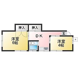 ことぶき荘 2DKの間取図画像