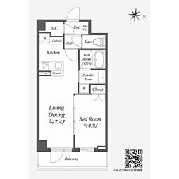 AlphaPrime東陽町 1LDKの間取図画像