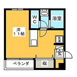 フラワームーン ワンルームの間取図画像