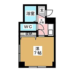 CaSa白河 1Kの間取図画像