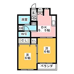 プライムアーバン勝どき 2Kの間取図画像