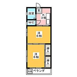 ハイツ松山 2Kの間取図画像