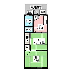 美幸荘 2Kの間取図画像