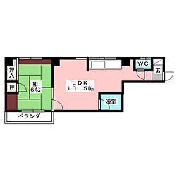 田辺コーポ 1LDKの間取図画像
