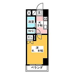 レジディア木場 1Kの間取図画像