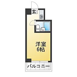 茅場町スカイハイツ ワンルームの間取図画像