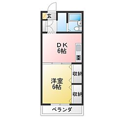 メイプル森戸 1DKの間取図画像