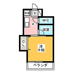 レジデンス富岡 1Kの間取図画像