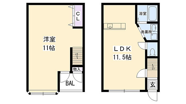 兵庫県西宮市鳴尾町3丁目(賃貸アパート1LDK・1階・44.00㎡)の写真 その2