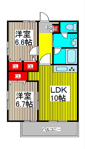 タケノヤハイツ錦町 204｜埼玉県川口市川口４丁目(賃貸マンション2LDK・2階・56.94㎡)の写真 その2