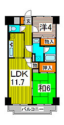 モンシャトー川口 2LDKの間取図画像