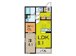 メゾンドソレイユE 1LDKの間取図画像