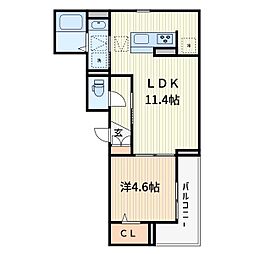 蕨市中央5丁目アパート 1LDKの間取図画像