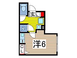 WEST-1 ワンルームの間取図画像