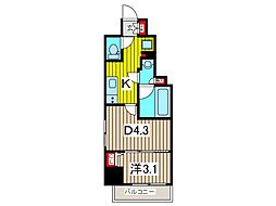 ザ・パークハビオ川口 1DKの間取図画像