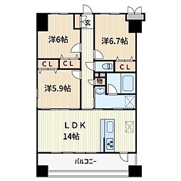ロイヤルメドゥ北戸田 3LDKの間取図画像