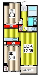 はせるろーわ 2LDKの間取図画像